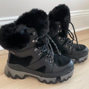 Cougar Warrior Mix-Leather Snow Boots with/ Faux-Fur Trim